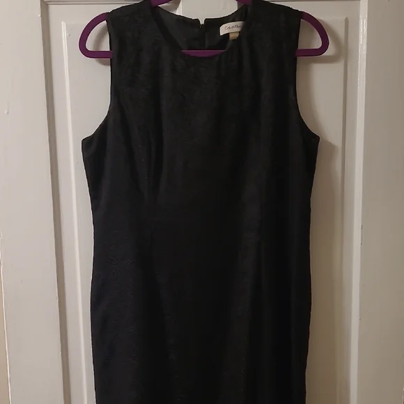 calvin klein black zipper dress Calvin Klein Womens Dress 10 Black A-line zip midi stretch